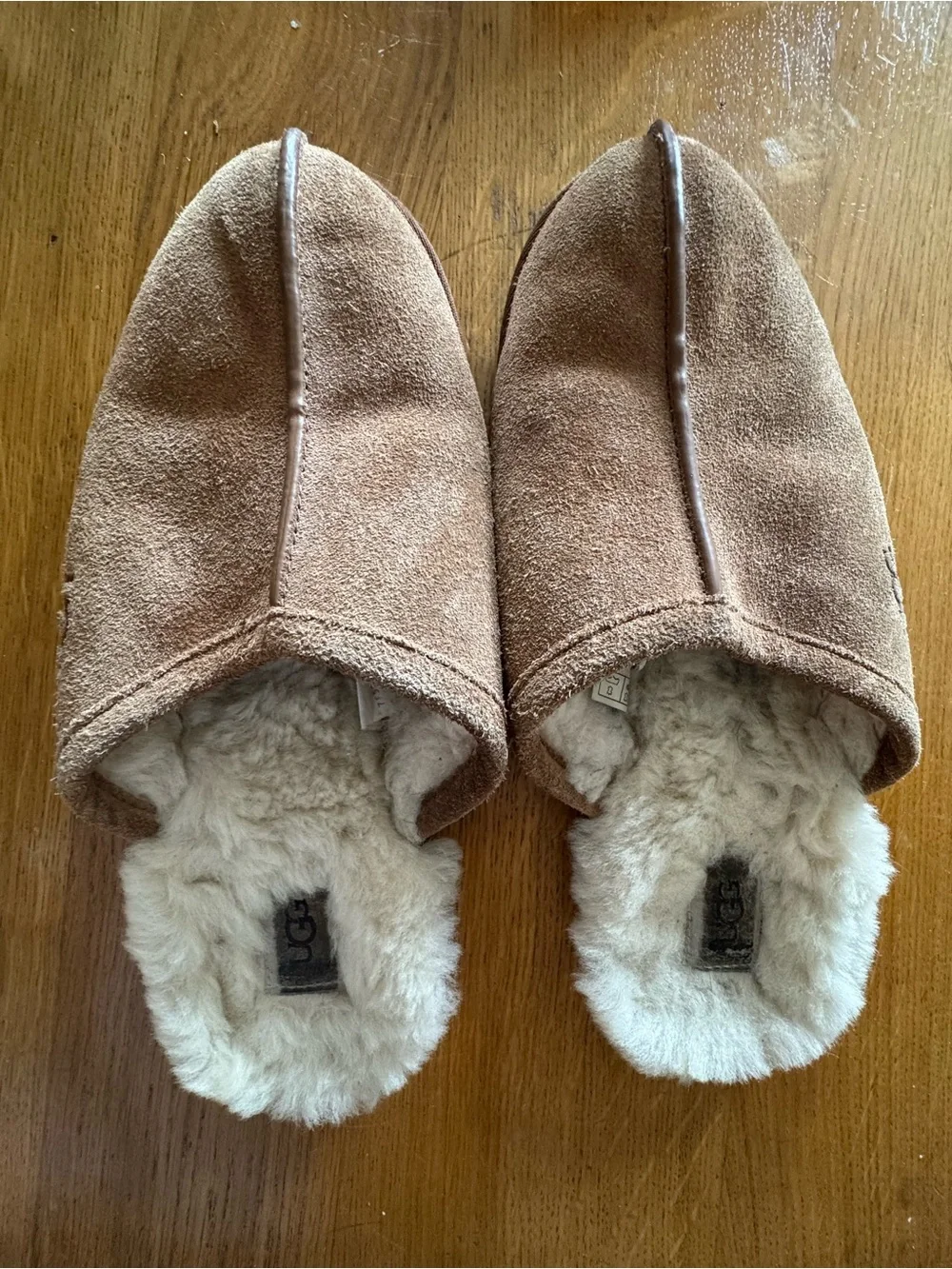 UGG Chestnut Suede Shearling Clog Slippers